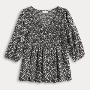 Croft & Barrow Black and White Patterned Blouse
